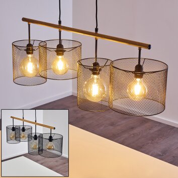 Manose Pendelbelysning Trä mörkt, Svart, 4-ljuskällor Manose Pendelbelysning Trä mörkt, Svart, 4-ljuskällor