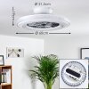 Piacenza Taklampa, Takfläkt med belysning LED Krom, Vit, 1-ljuskällor, Fjärrkontroll