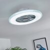 Piacenza Taklampa, Takfläkt med belysning LED Krom, Vit, 1-ljuskällor, Fjärrkontroll