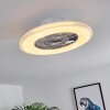 Piacenza Taklampa, Takfläkt med belysning LED Krom, Vit, 1-ljuskällor, Fjärrkontroll