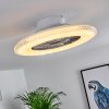 Piacenza Taklampa, Takfläkt med belysning LED Krom, Vit, 1-ljuskällor, Fjärrkontroll