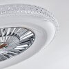 Piacenza Taklampa, Takfläkt med belysning LED Krom, Vit, 1-ljuskällor, Fjärrkontroll