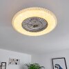 Piacenza Taklampa, Takfläkt med belysning LED Krom, Vit, 1-ljuskällor, Fjärrkontroll
