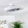 Piacenza Taklampa, Takfläkt med belysning LED Krom, Vit, 1-ljuskällor, Fjärrkontroll