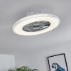 Piacenza Taklampa, Takfläkt med belysning LED Krom, Vit, 1-ljuskällor, Fjärrkontroll