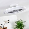 Piacenza Taklampa, Takfläkt med belysning LED Krom, Vit, 1-ljuskällor, Fjärrkontroll