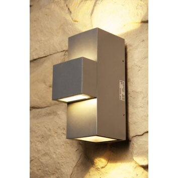 Konstsmide Lampor MONZA vägglampa utomhus, Vägglampa LED Färg i rostfritt stål, 2-ljuskällor