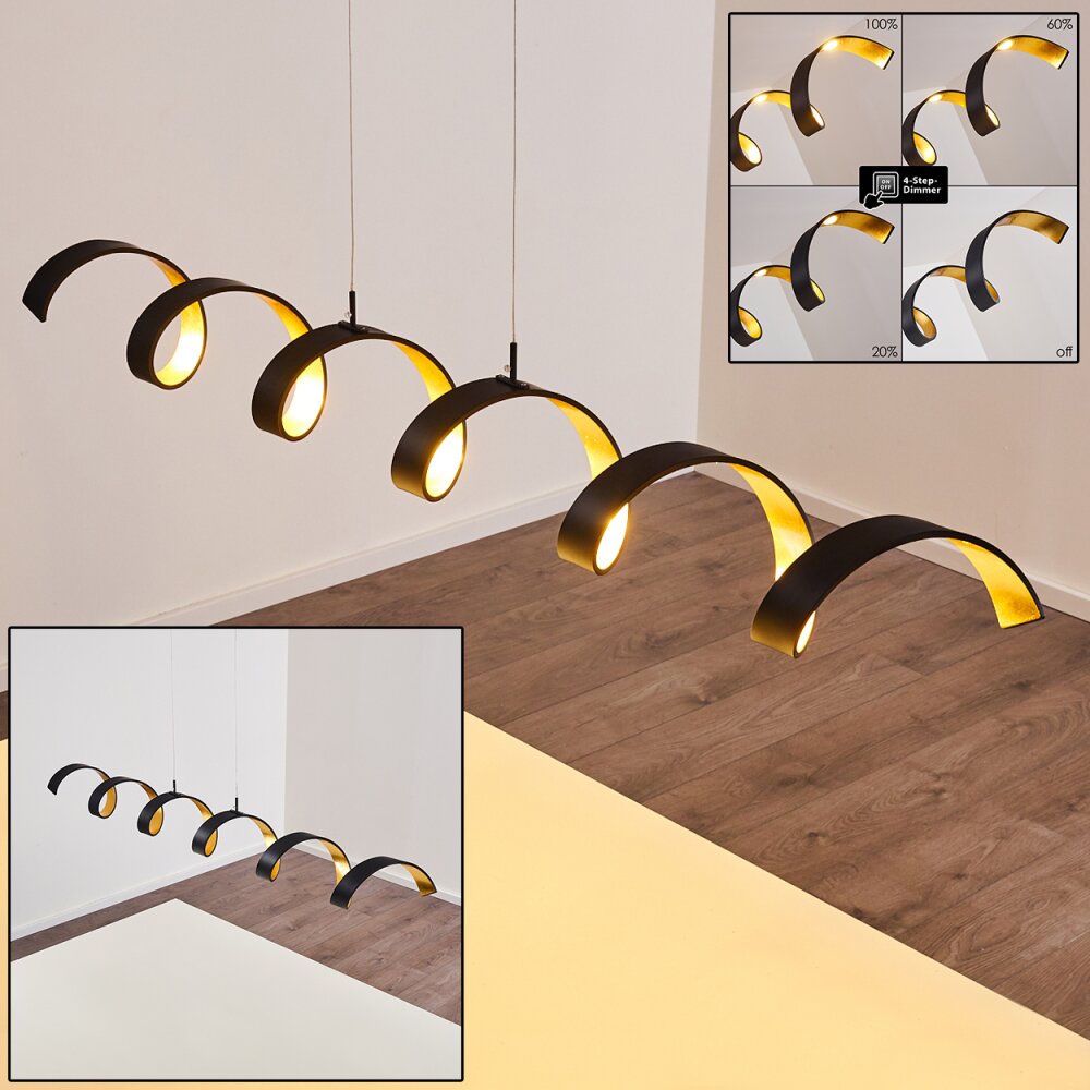 Rezat Pendelbelysning LED Svart-guld, 6-ljuskällor main product photo