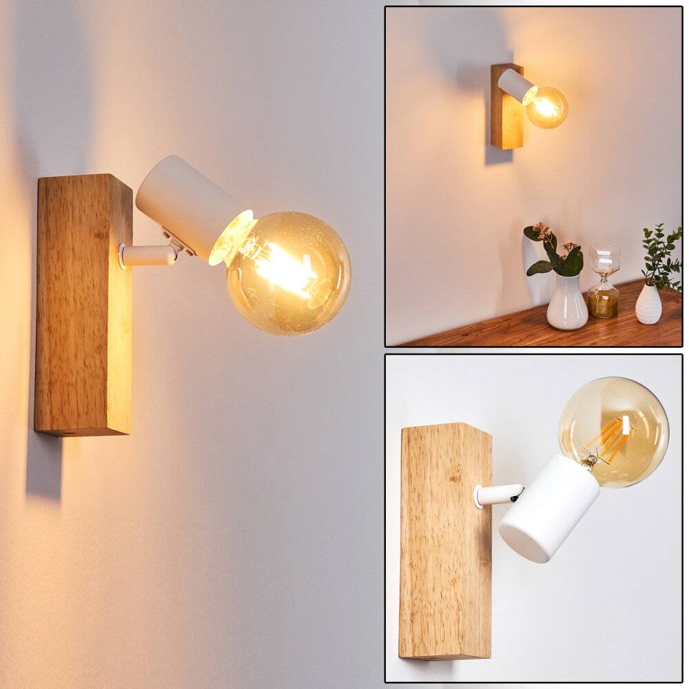 Barbengo Vägglampa Trä ljus, Vit, 1-ljuskällor main product photo