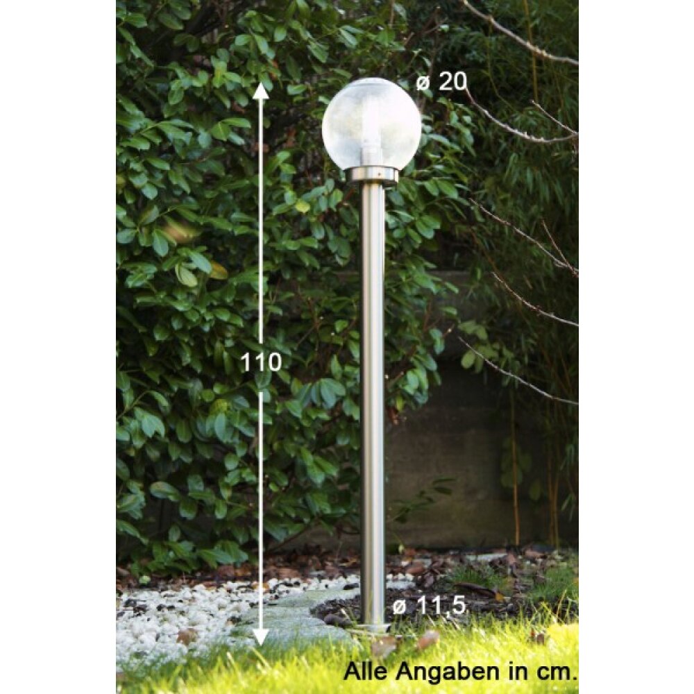 Globo BOWLE Utomhusbelysning, gångvägslampa Rostfritt stål, Genomskinlig, klar, 1-ljuskällor main product photo