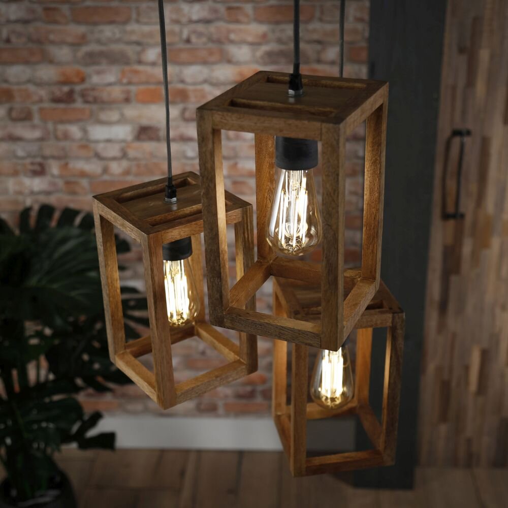 Siddeburen Pendelbelysning Trä mörkt, 3-ljuskällor main product photo
