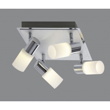 Trio CLAPTON taklampa, Taklampa, Takstrålkastare LED Aluminium, Krom, Färg i rostfritt stål, 4-ljuskällor