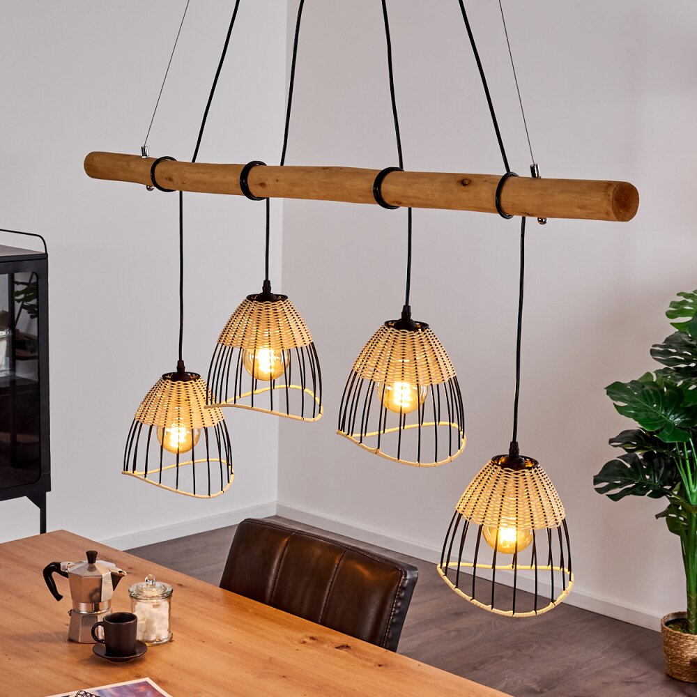 Shalo Pendelbelysning Trä mörkt, Svart, 4-ljuskällor main product photo