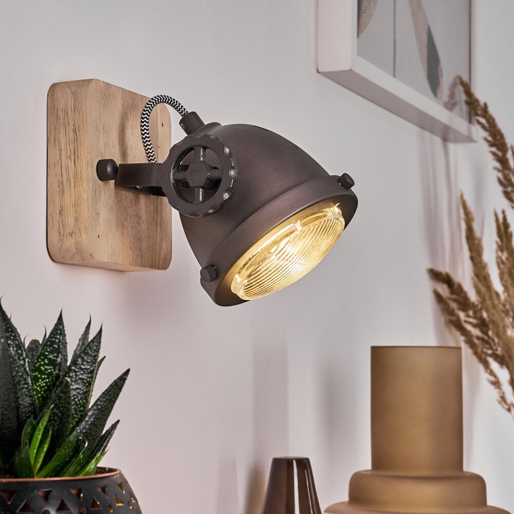 Herford Vägglampa Brun, Trä mörkt, Svart, 1-ljuskällor main product photo