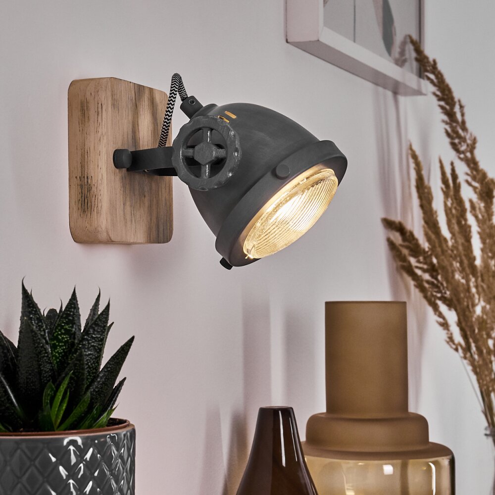 Herford Vägglampa Grått, Trä ljus, 1-ljuskällor main product photo