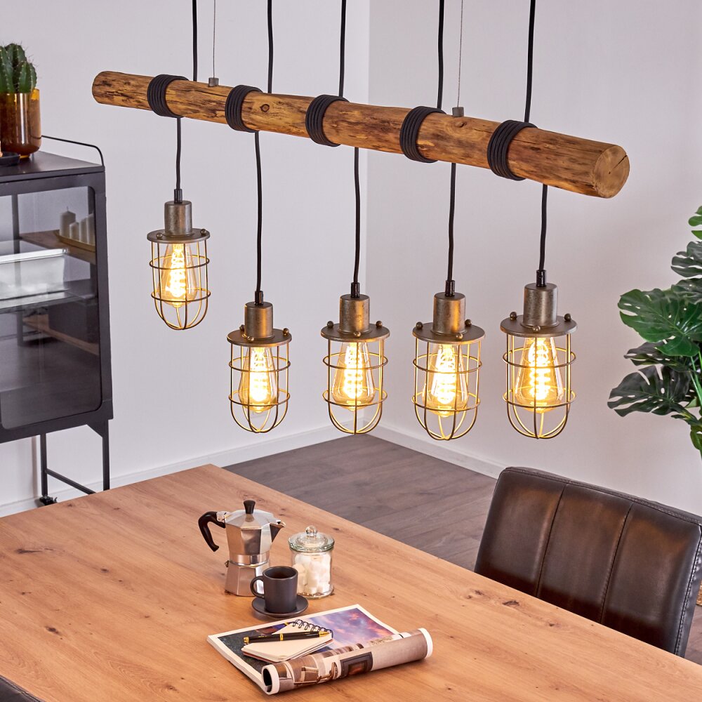 Adama Pendelbelysning Trä mörkt, Svart, 5-ljuskällor main product photo