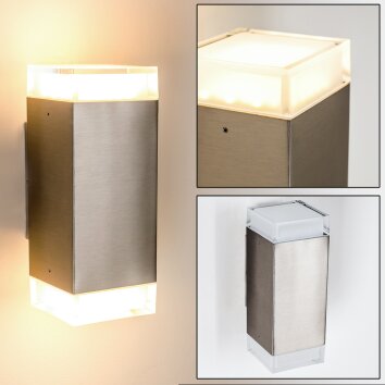 Tibor vägglampa utomhus, Vägglampa LED Rostfritt stål, 2-ljuskällor