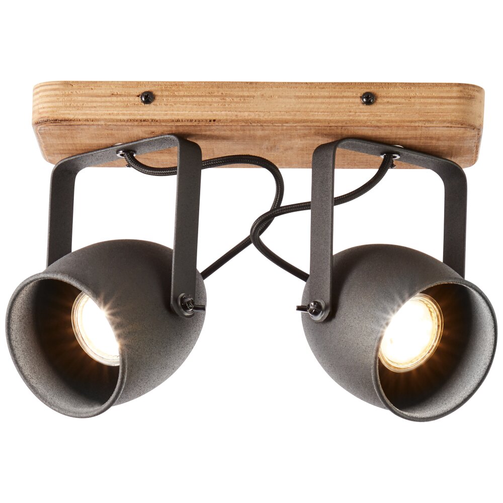Brilliant Lampor CROWTON Taklampa Trä mörkt, Svart, 2-ljuskällor main product photo