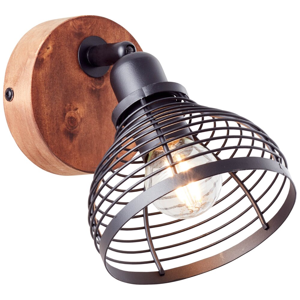 Brilliant Lampor Avia Väggspotlight Trä mörkt, Svart, 1-ljuskällor main product photo