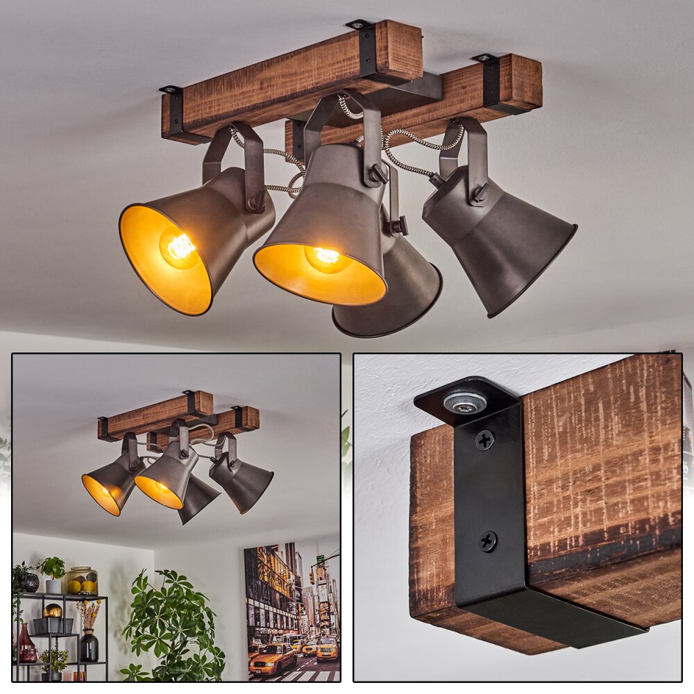 Aduard Taklampa, Takstrålkastare Trä mörkt, Svart, 4-ljuskällor main product photo