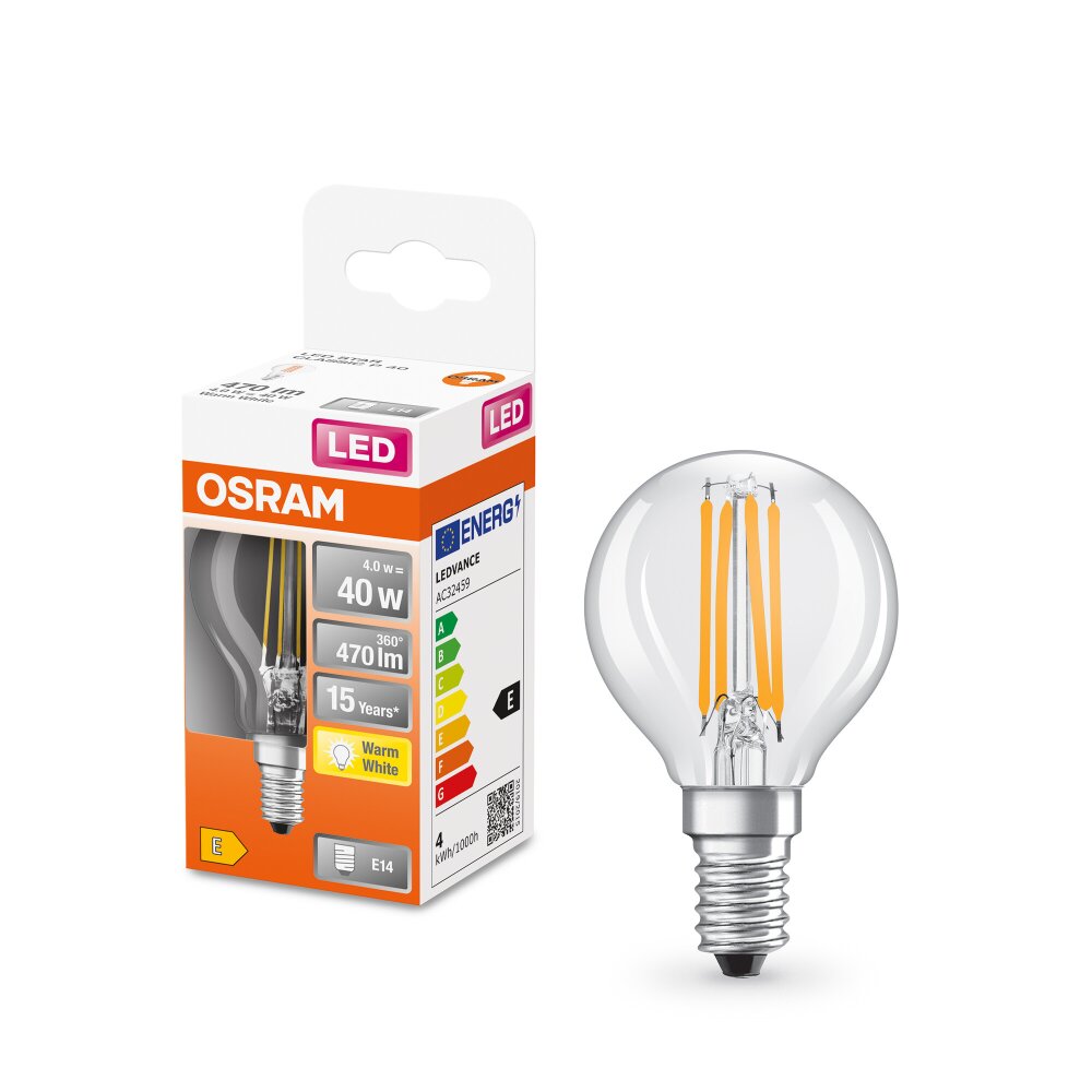 Osram E14 LED 4 Watt varmvit 470 Lumen main product photo