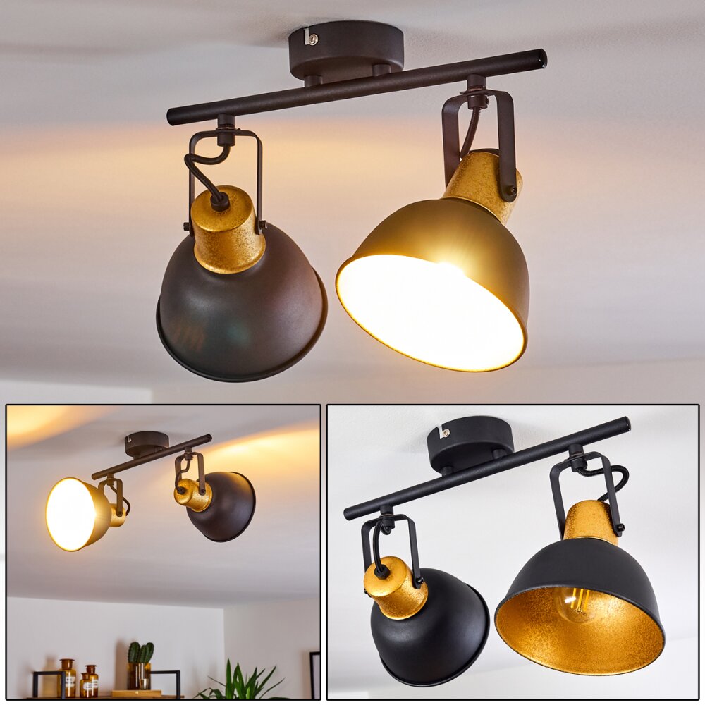 Borik Taklampa, Takstrålkastare Svart-guld, 2-ljuskällor main product photo
