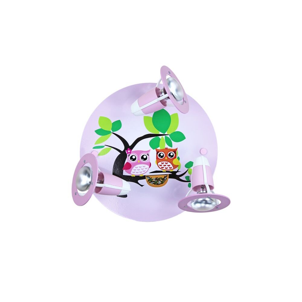 Elobra Barnbelysning EULENFAMILIE Taklampa, Takstrålkastare Rosa, 3-ljuskällor main product photo