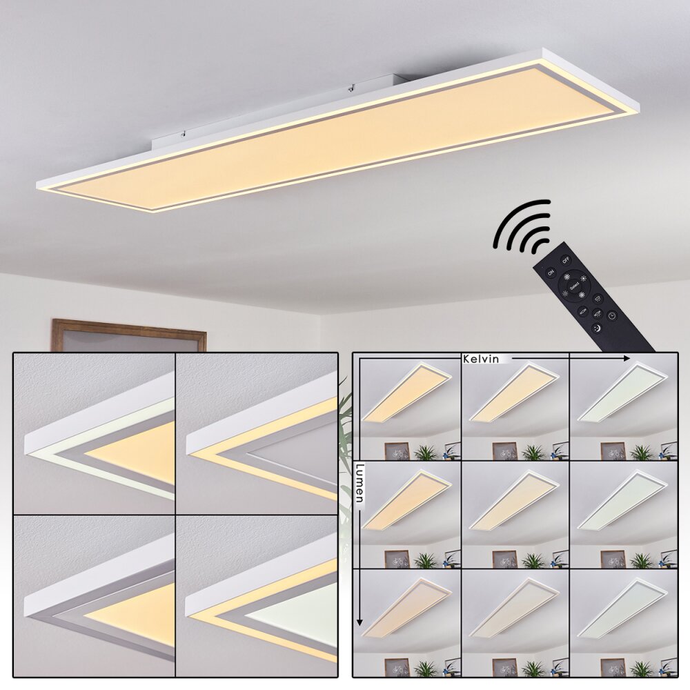 Salamo Taklampa, Panel LED Vit, 2-ljuskällor, Fjärrkontroll main product photo