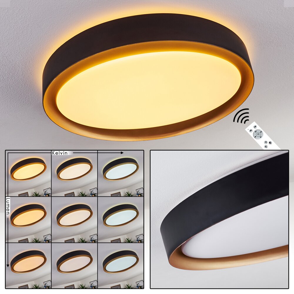 Beade Taklampa LED Guld, Svart, 1-ljuskällor, Fjärrkontroll main product photo