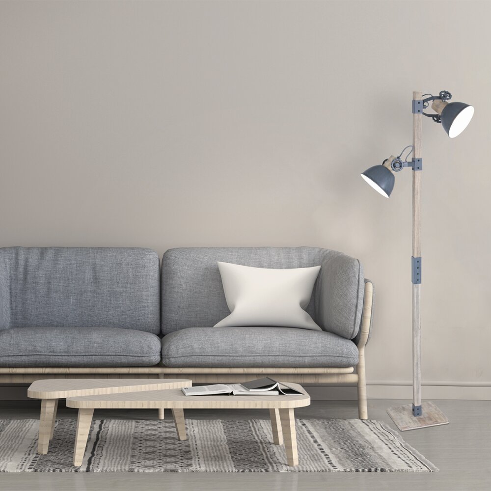 Steinhauer Gearwood Golvlampa Grått, Trä ljus, 2-ljuskällor main product photo