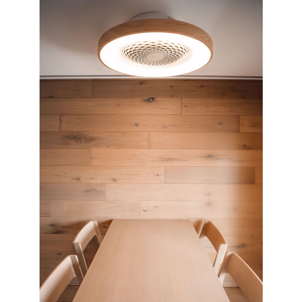 Mantra TIBET Taklampa, Takfläkt med belysning LED Trä mörkt, Vit, 1-ljuskällor, Fjärrkontroll main product photo