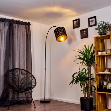 Arnoya Golvlampa, Golvlampa, Båglampor Svart, 1-ljuskällor, Tygskärm