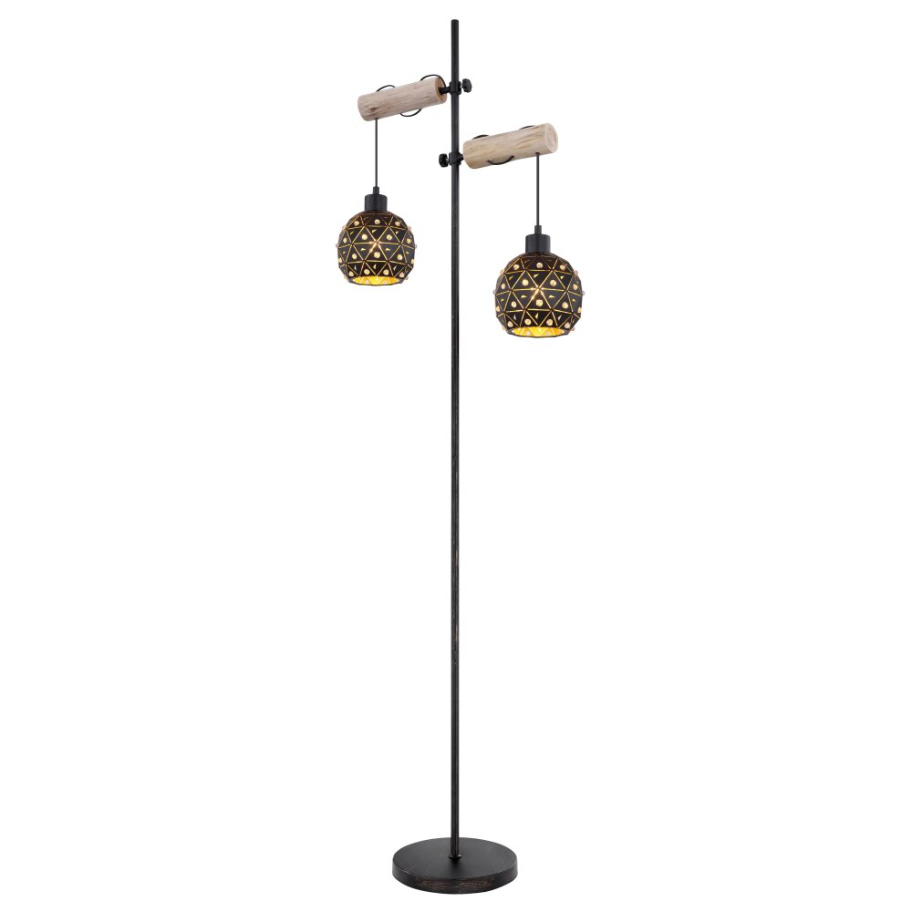 Globo JODIE Golvlampa Trä ljus, Svart, 2-ljuskällor main product photo