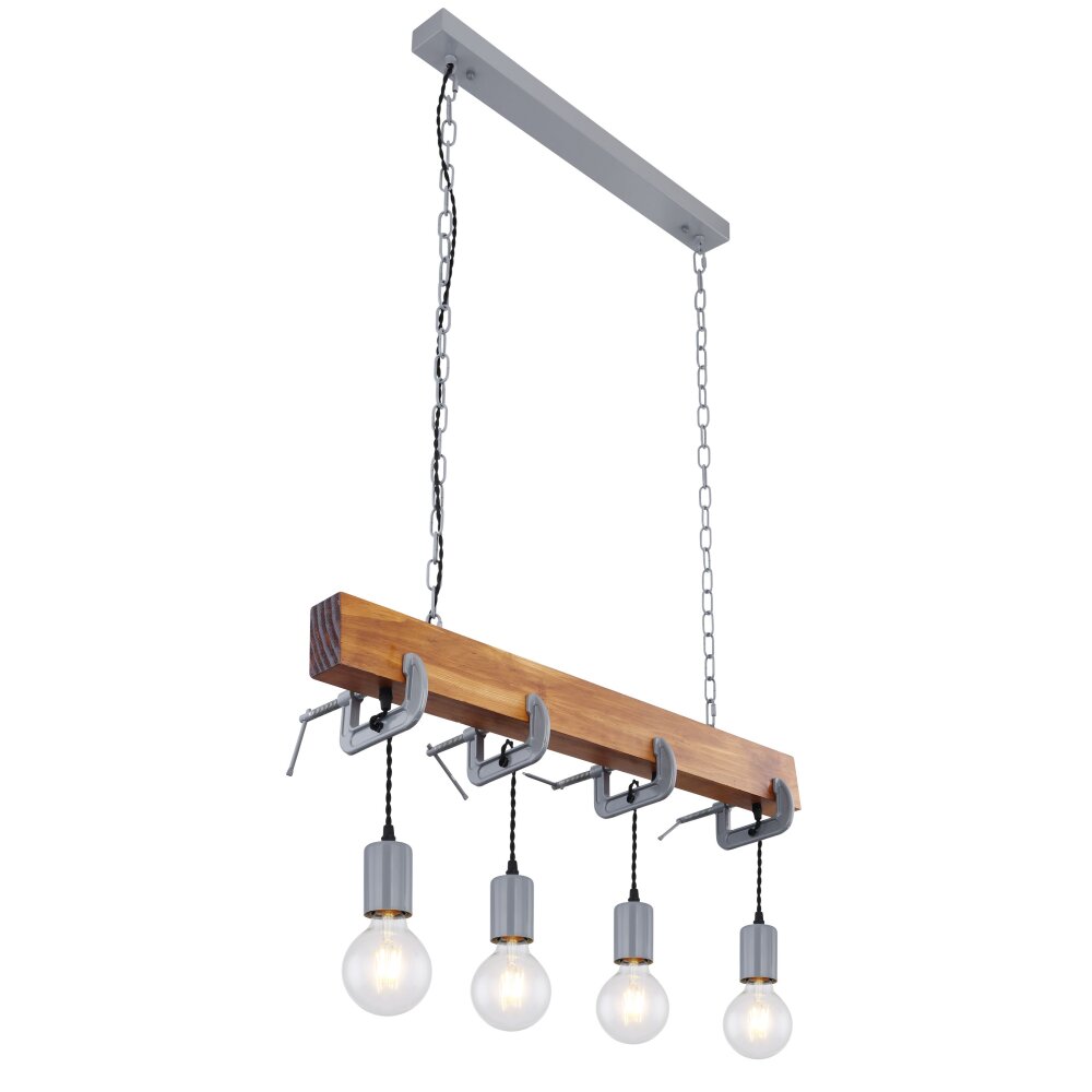 Globo LUDI Pendellampa Grått, Trä mörkt, 4-ljuskällor main product photo