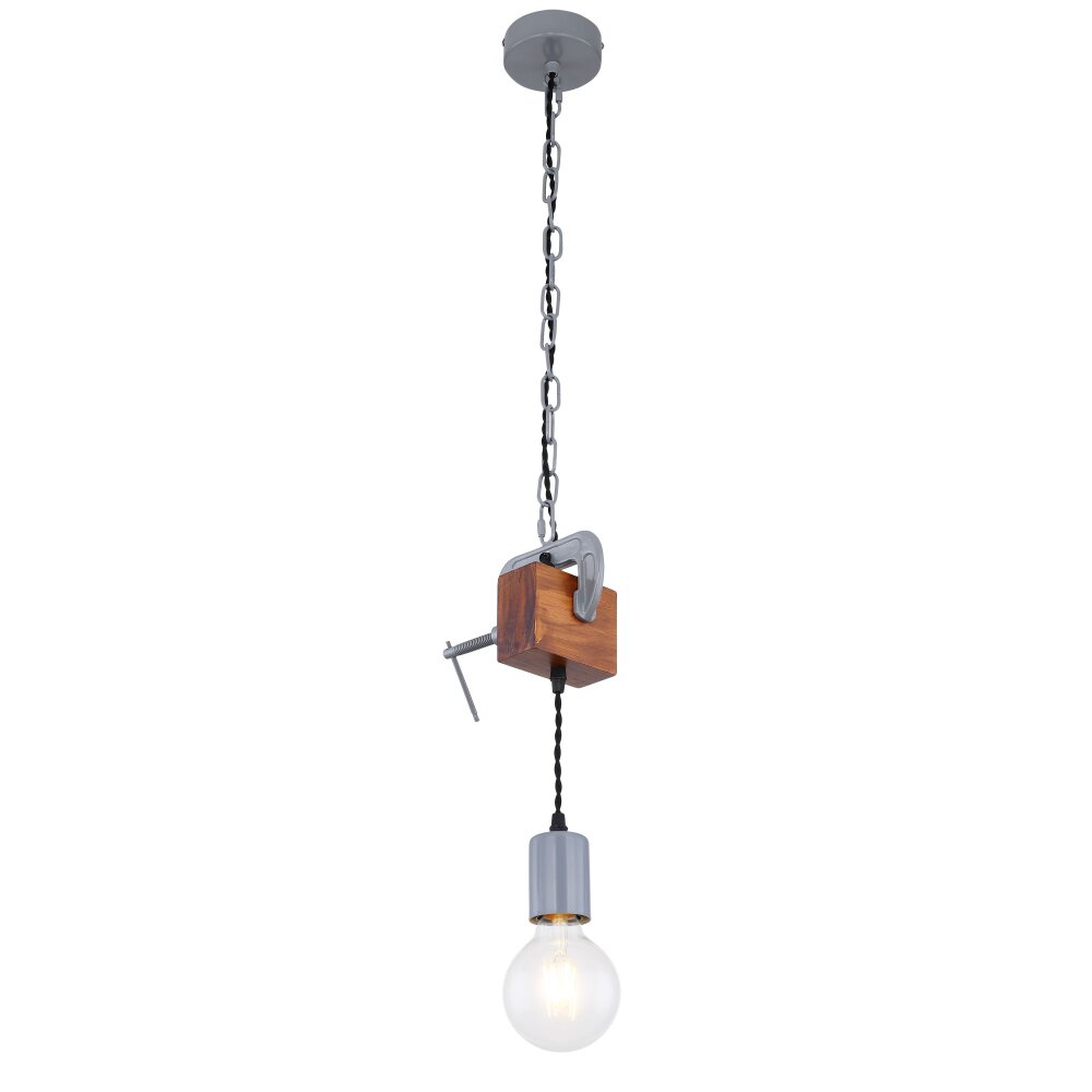 Globo LUDI Pendellampa Grått, Trä mörkt, 1-ljuskällor main product photo