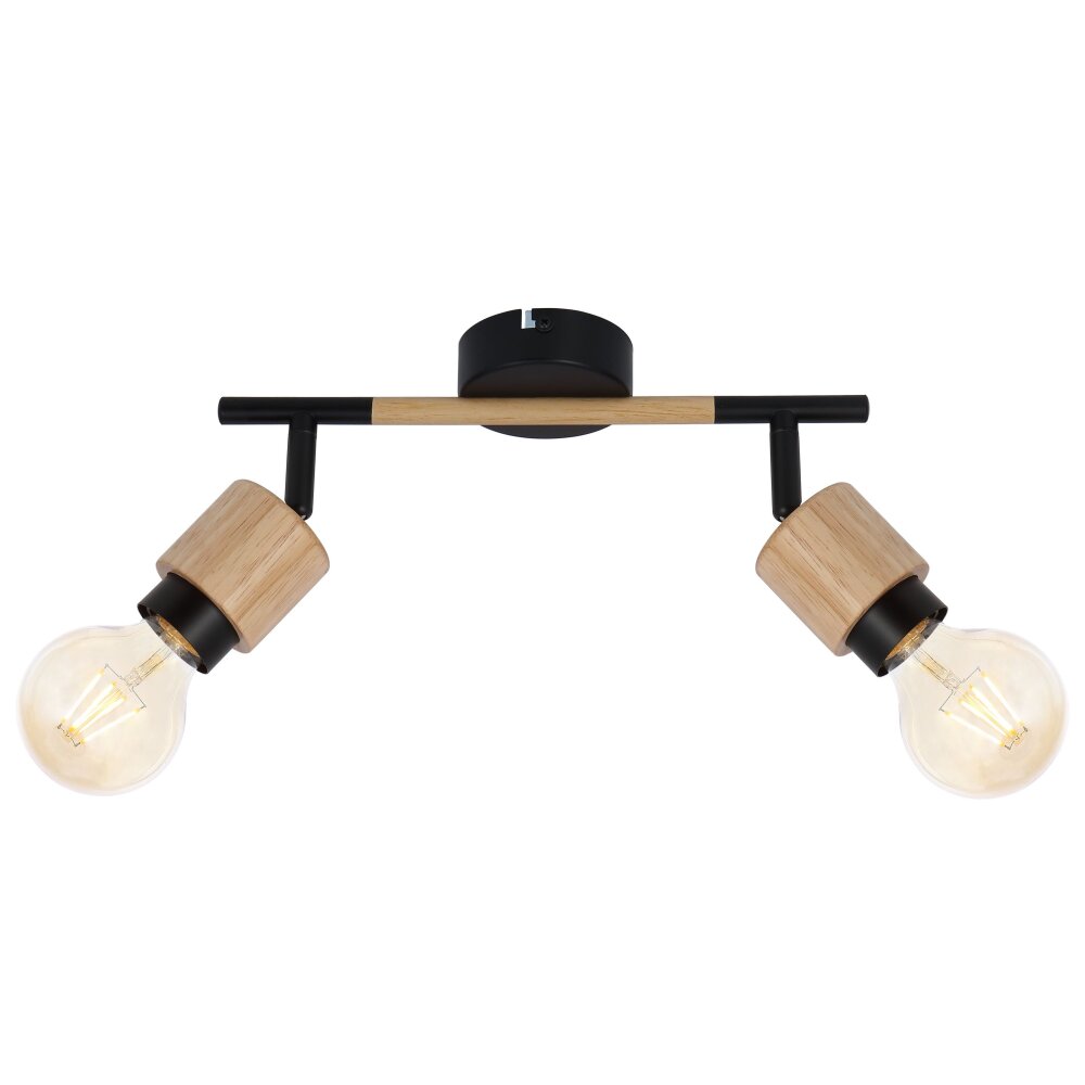 Globo JORNA Taklampa, Takstrålkastare Trä ljus, Svart, 2-ljuskällor main product photo