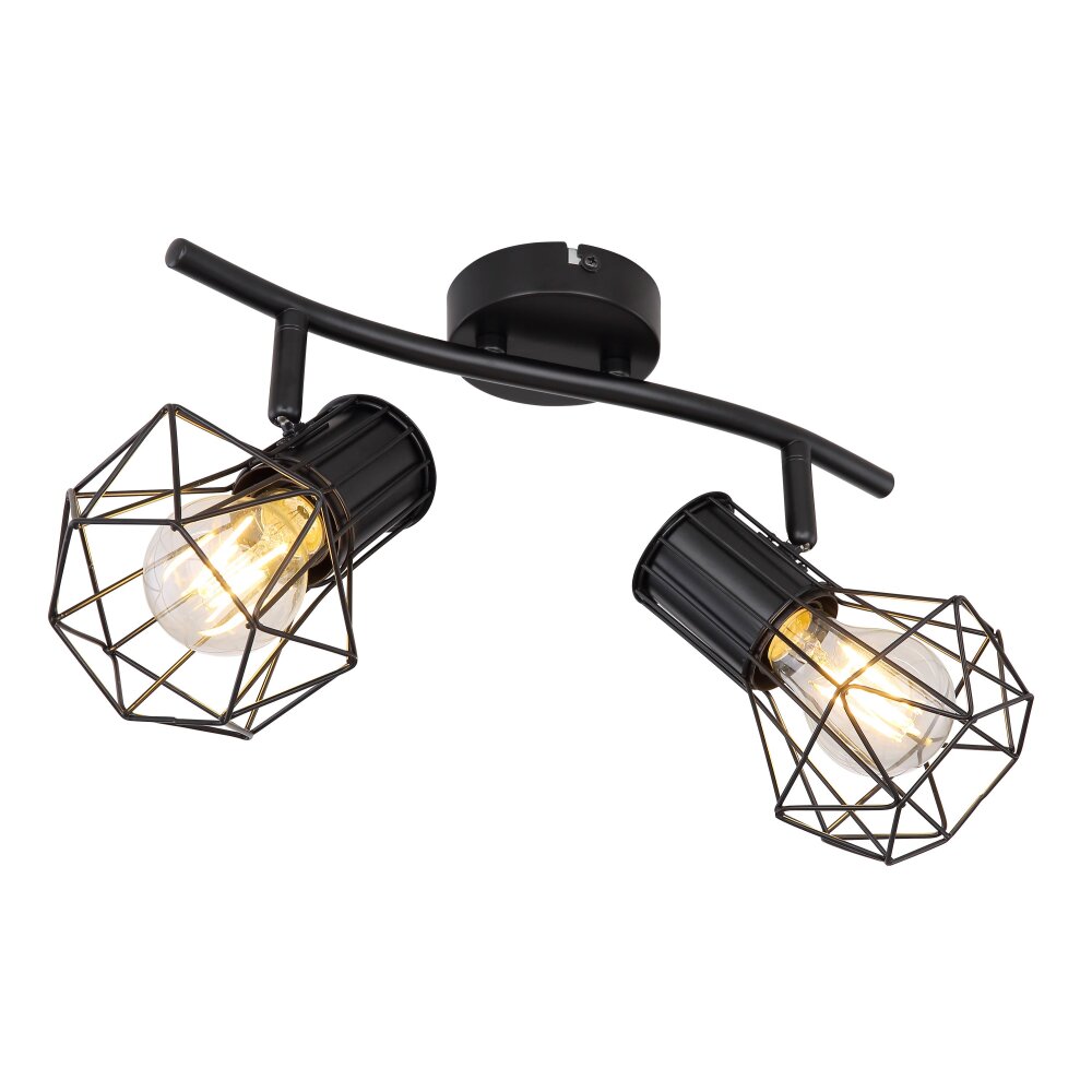 Globo PRISKA Taklampa, Takstrålkastare, Väggspotlight Svart, 2-ljuskällor main product photo