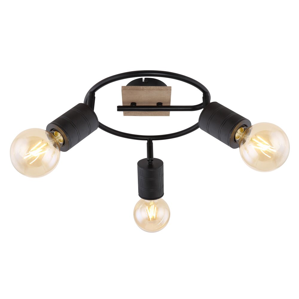 Globo JOSELLA Taklampa Trä mörkt, 3-ljuskällor main product photo