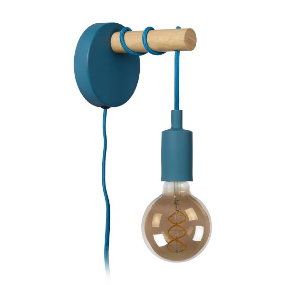 Lucide Pola Vägglampa Blå, Trä ljus, 1-ljuskällor main product photo