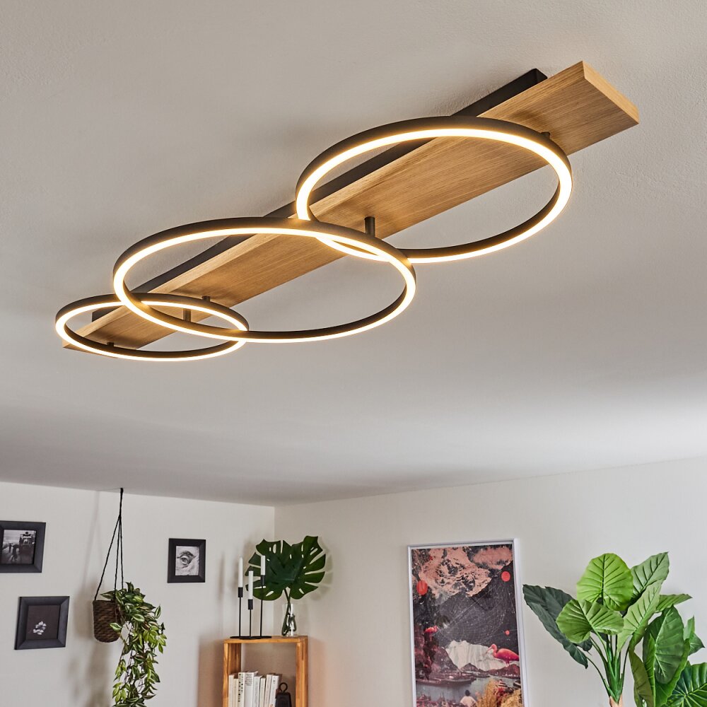 Pompu Taklampa LED Trä ljus, Svart, 3-ljuskällor main product photo