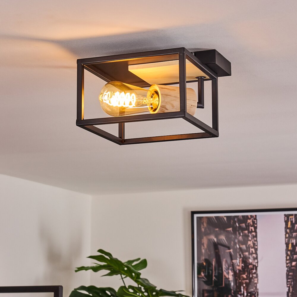 Salla Taklampa Trä ljus, Svart, 1-ljuskällor main product photo