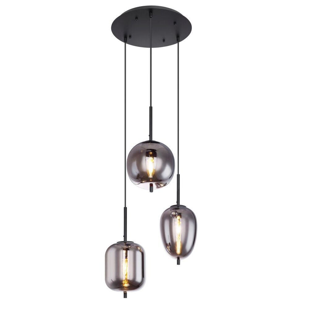 Globo BLACKY Pendellampa Svart, 3-ljuskällor main product photo