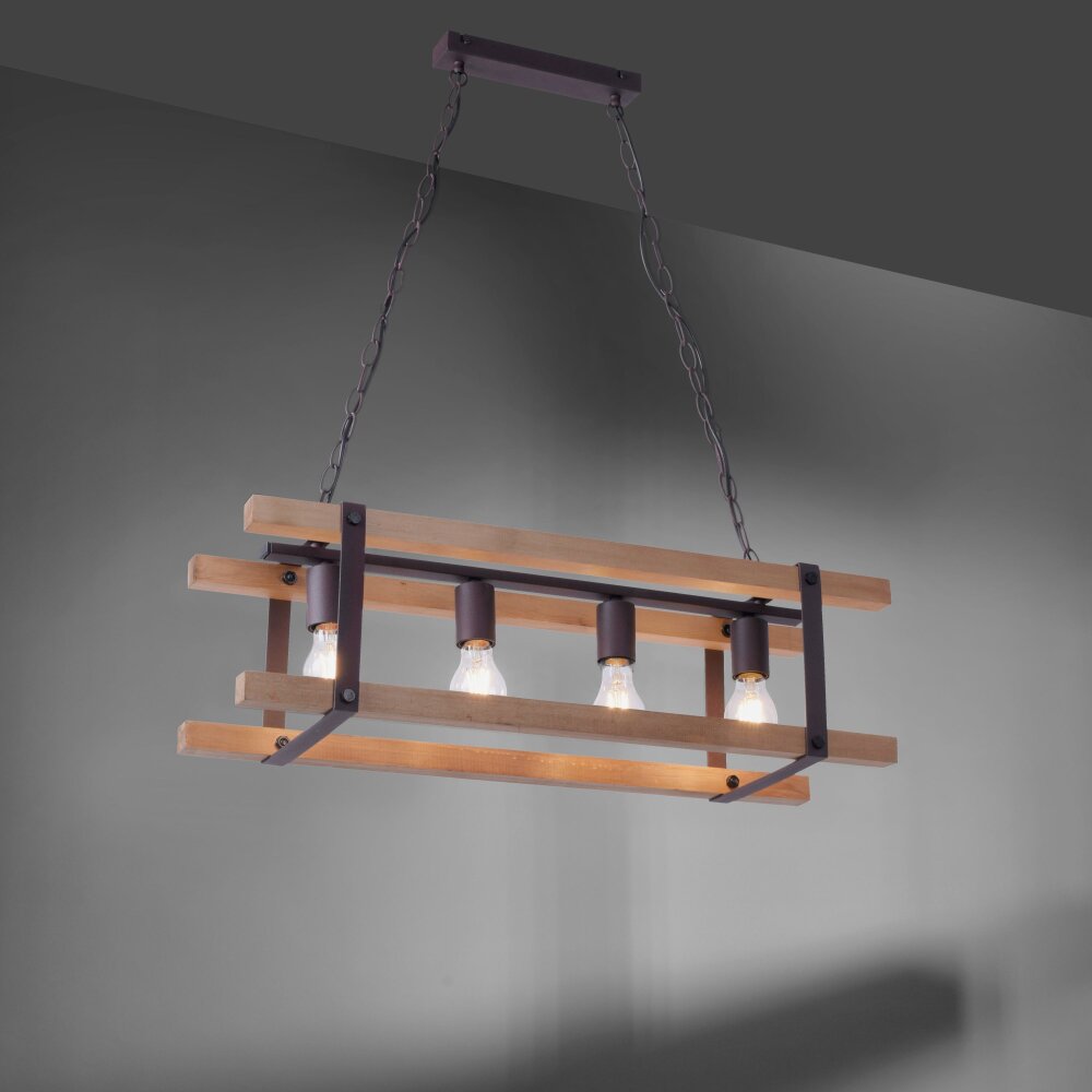 Leuchten Direkt EDITH Pendelbelysning Trä ljus, 4-ljuskällor main product photo
