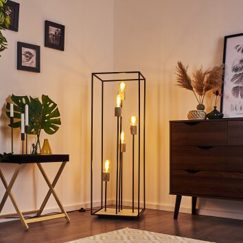 Salla Golvlampa, Golvlampa Trä mörkt, Svart, 5-ljuskällor