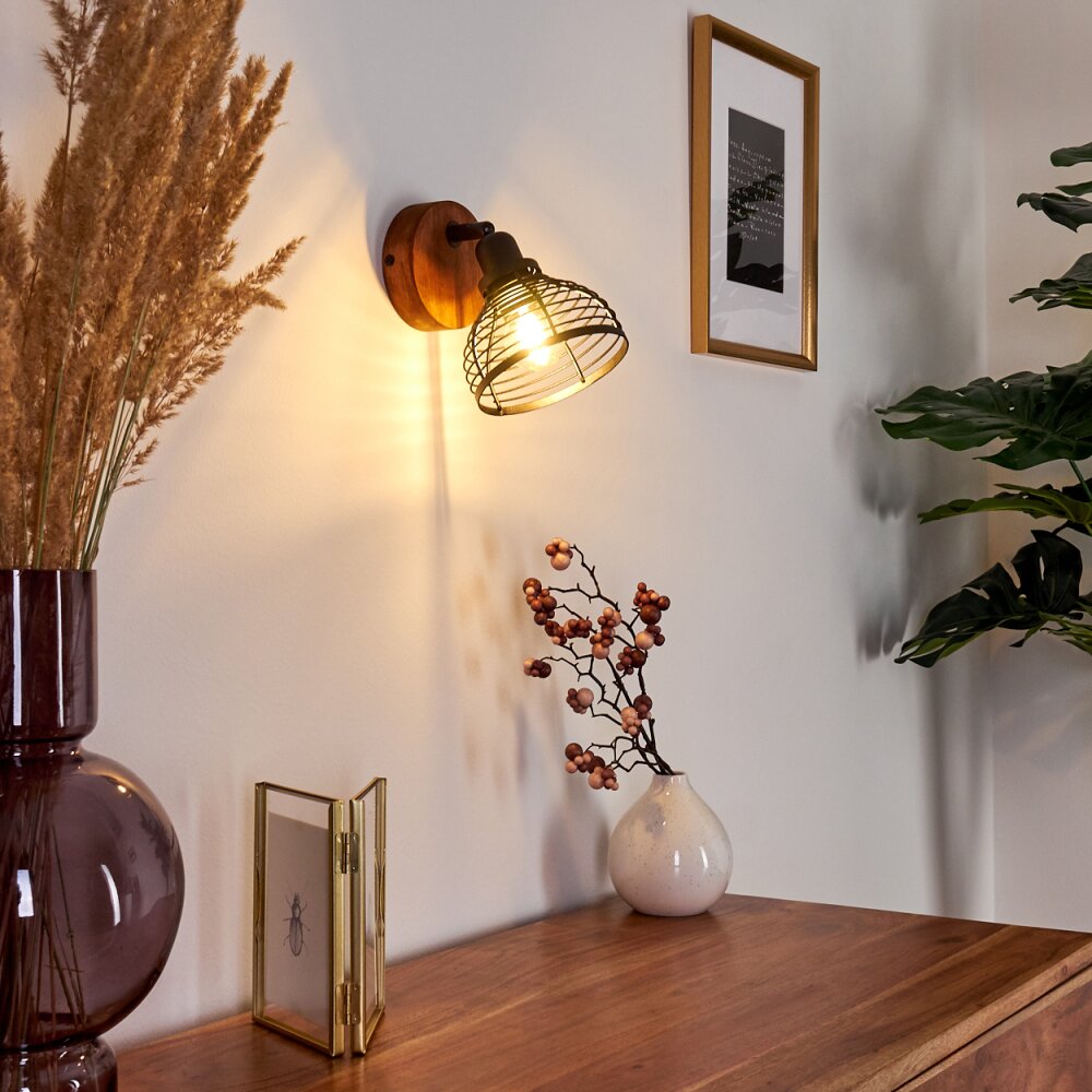 Omna Vägglampa Trä mörkt, Svart, 1-ljuskällor main product photo