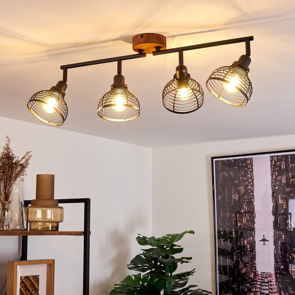 Omba Taklampa, Takstrålkastare Trä mörkt, Svart, 4-ljuskällor main product photo