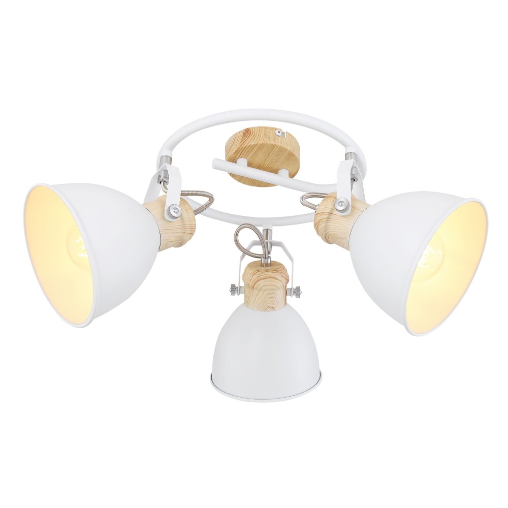 Globo WIHO Väggspotlight Trä mörkt, Vit, 3-ljuskällor main product photo