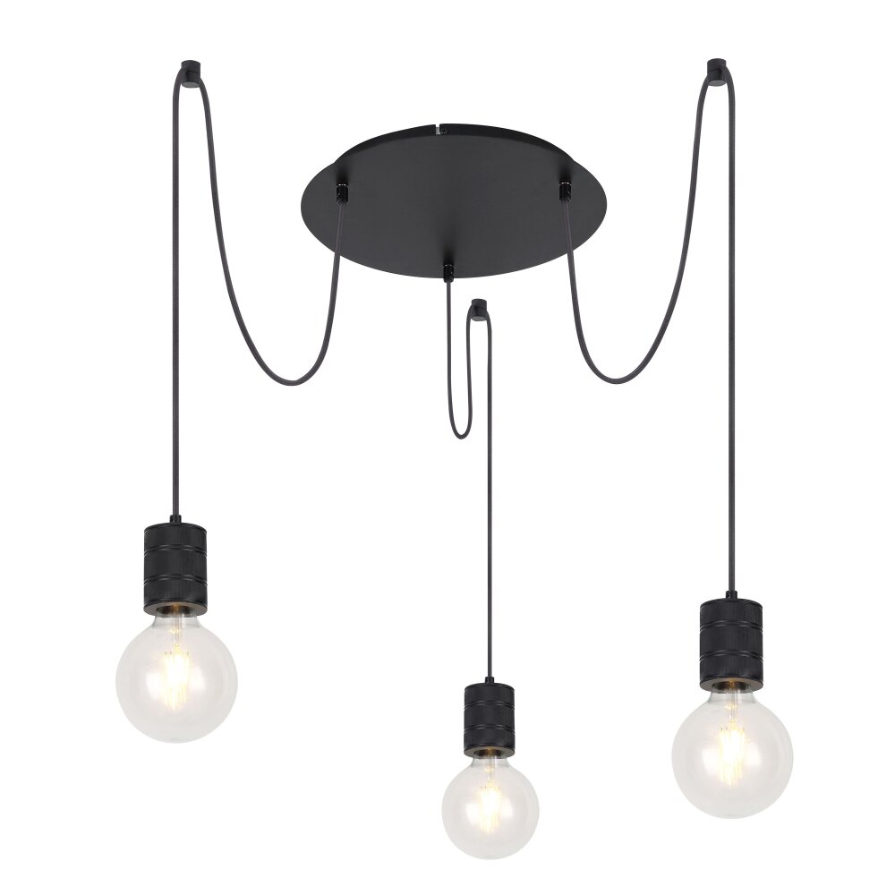 Globo HERMINE Pendellampa Svart, 3-ljuskällor main product photo