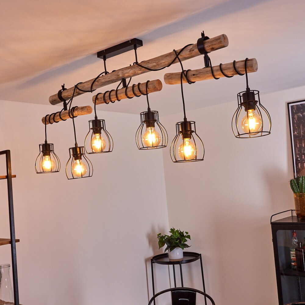 Gondo Taklampa Trä ljus, Svart, 6-ljuskällor main product photo