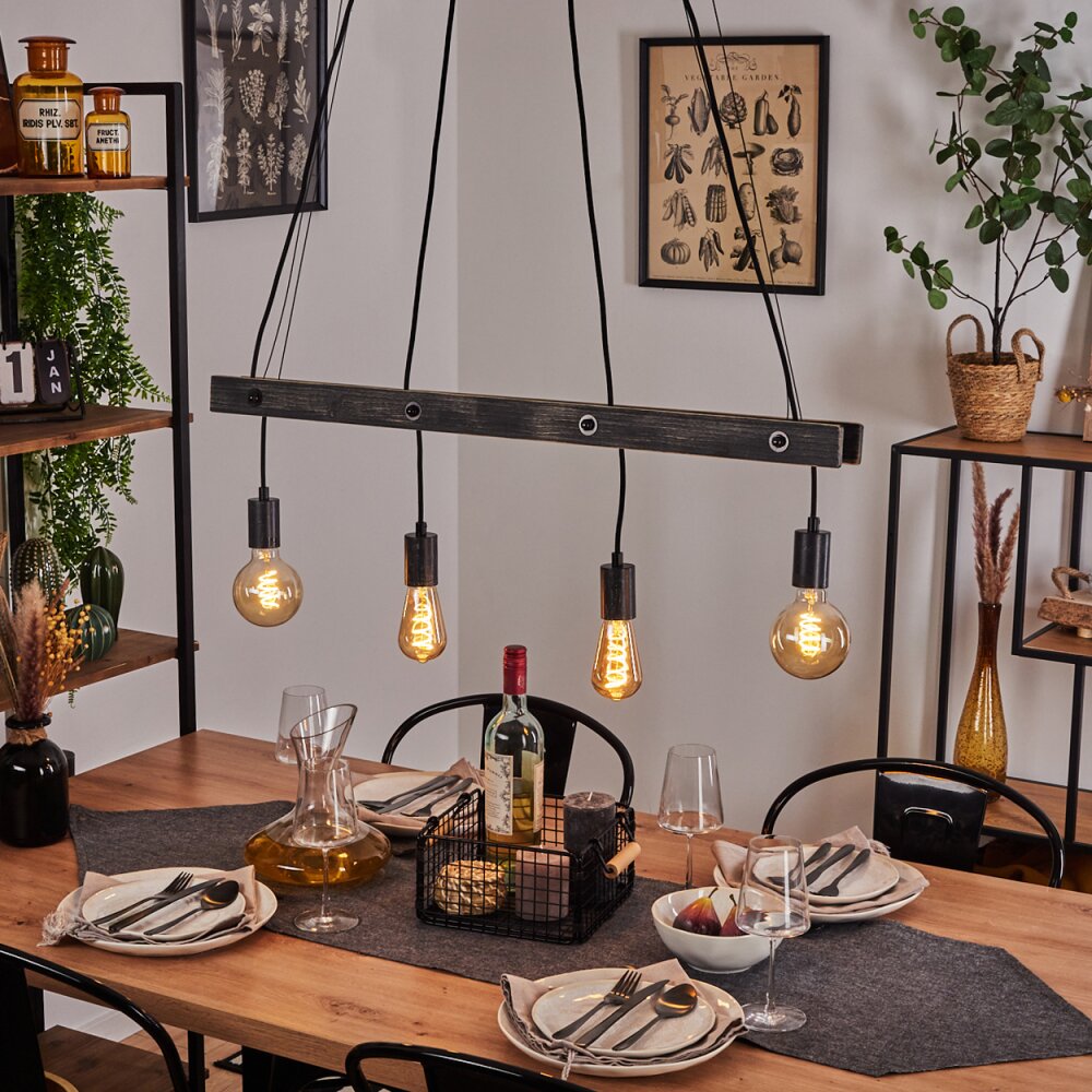 Aarhus Pendelbelysning Trä mörkt, Svart, 4-ljuskällor main product photo